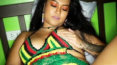 Hot amateur Thai slut dildoing herself
