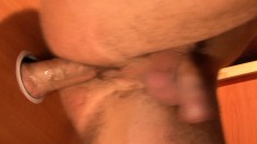 Attractive hunk gets his tight butt fucked bareback at the gloryhole