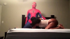 Black Spiderman Fucks Big-Booty Ebony bitch in Sex-Tape