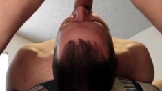 Throat fucking a daddy then shooting cum in his mouth