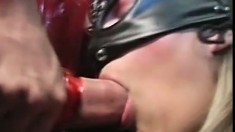 Leather fetish bitch wants to feel some meat deep in her slit
